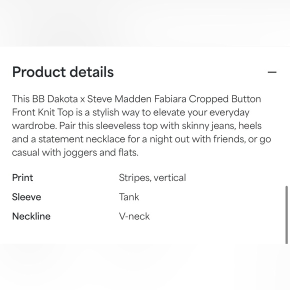 Cropped Front Button Top - BB DAKOTA by Steve Madden - Picture 5 of 7